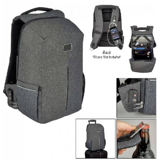 Anti theft outlet backpack with lock